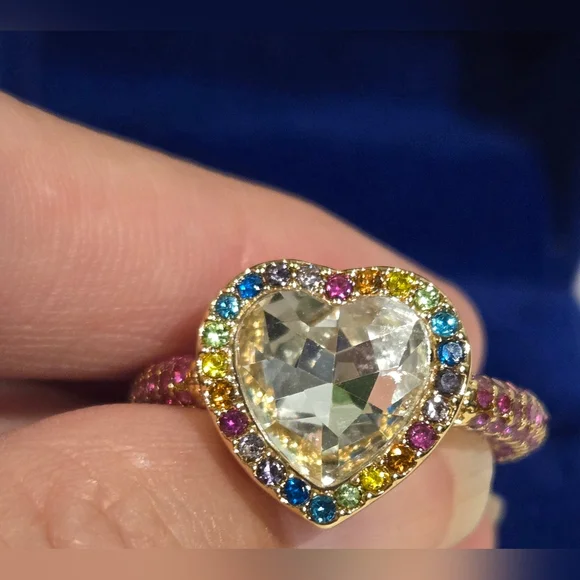 Kurt Geiger Multicolor Heart Ring - Picture 5 of 9